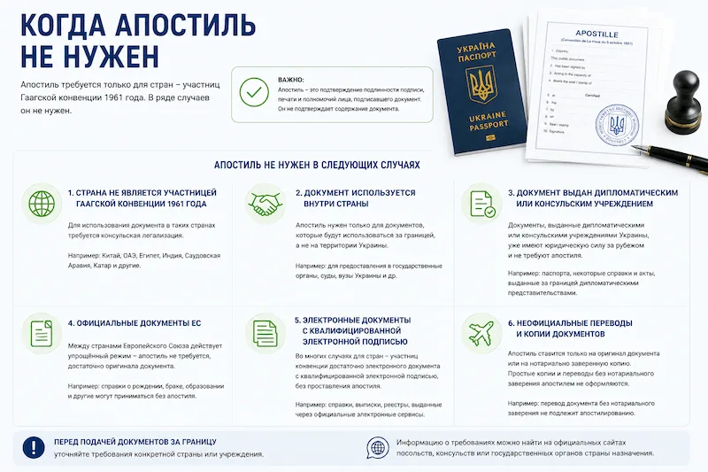 Когда апостиль не нужен