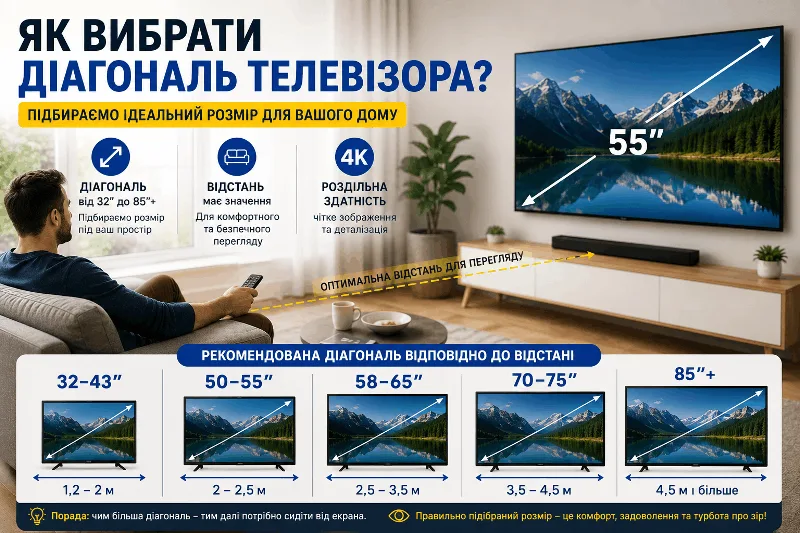 Як вибрати діагональ телевізора