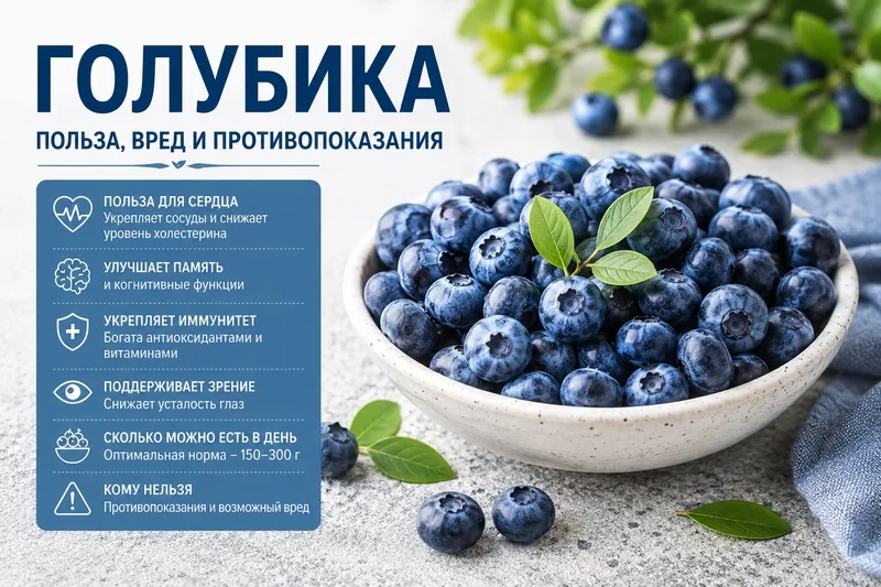 Голубика — польза, противопоказания, отличия от черники и норма в день