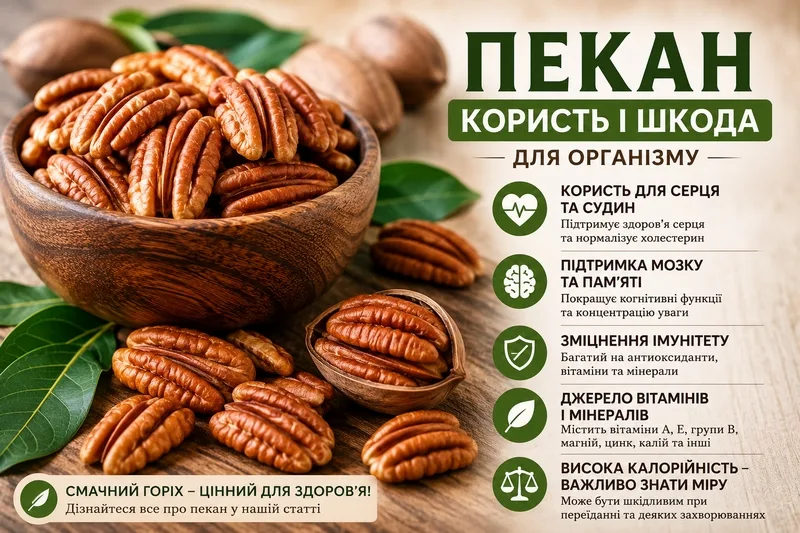 Пекан: користь і шкода для організму