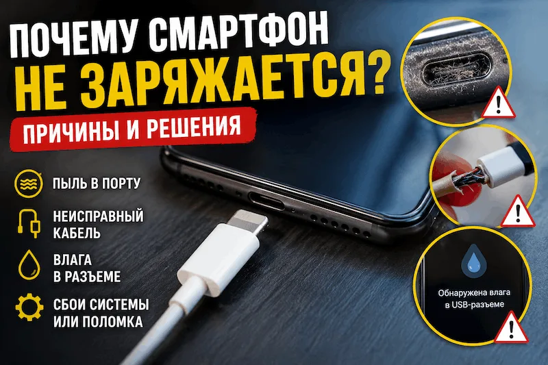Почему смартфон не заряжается: основные причины и что можно сделать самому