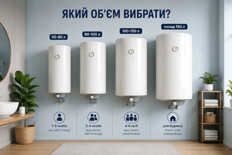 Який об’єм електричного водонагрівача обрати?